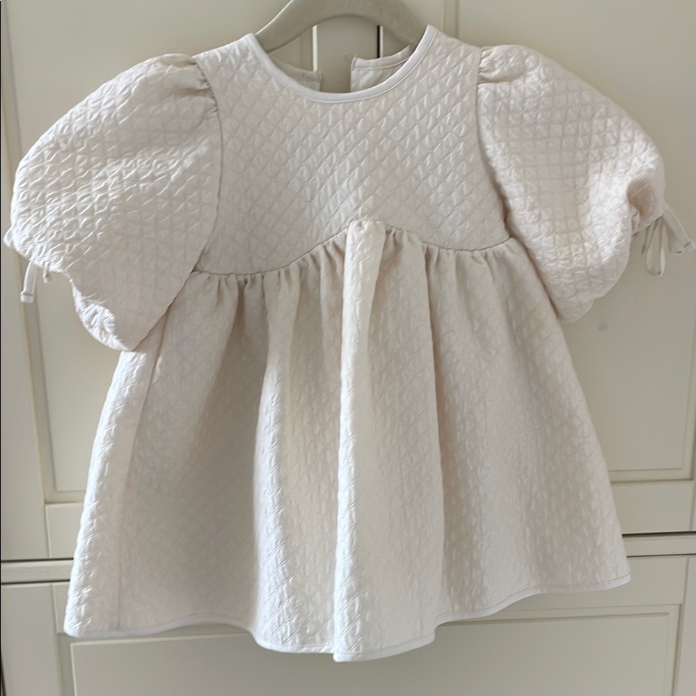 Chic Quilted White Baby Dress